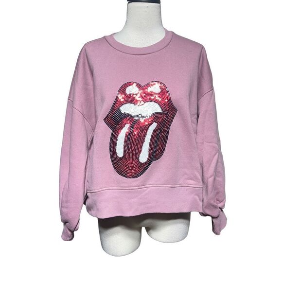 Oversized Pink Cropped Sweatshirt Size XS - Picture 1 of 8